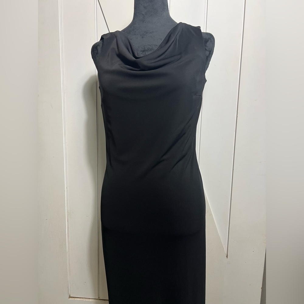 INC International Concepts Black Cowl Neck Sheath Dress